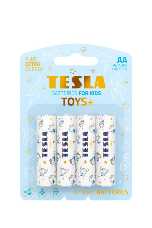 Tesla Batteries For Kids AA (LR6/1.5V) Blue 4 Pack