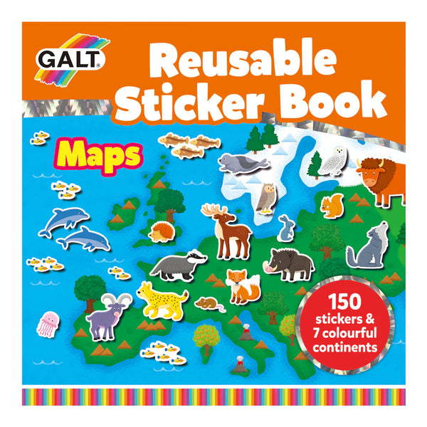 Galt Reusable Sticker Book Maps Nimble Fingers