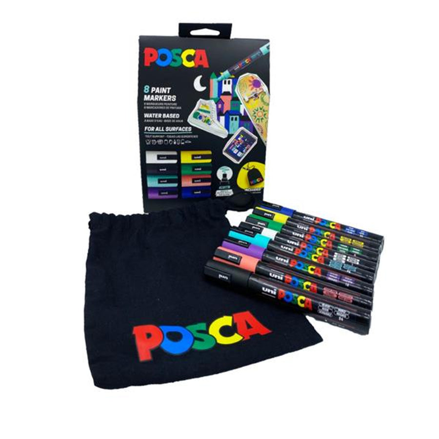 POSCA PC-5M set of 8 with Free Bag