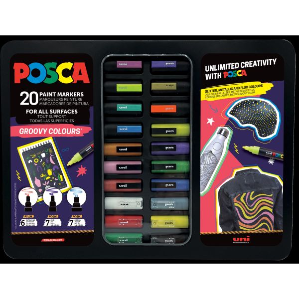 Posca Groovy Colours tin of 20 Paint Markers
