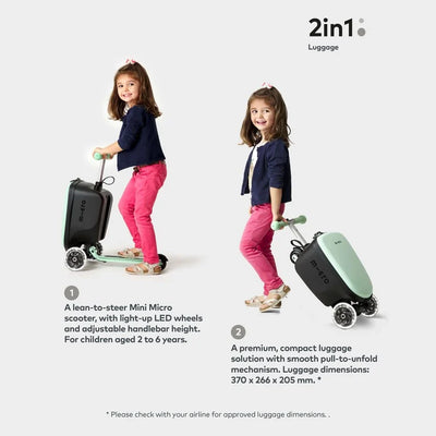 Mini Micro Scooter With Suitcase & Light up Wheels: Mint (DELIVERY / COLLECTION WITHIN 3-5 DAYS OF ORDER)