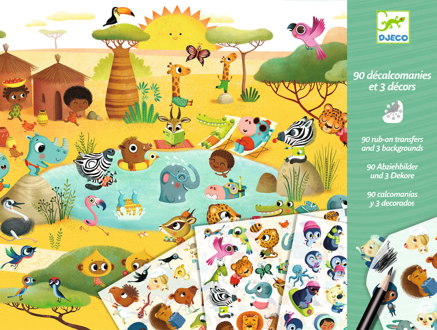 Djeco Rub-On Transfers: Savannah, Desert & North Pole