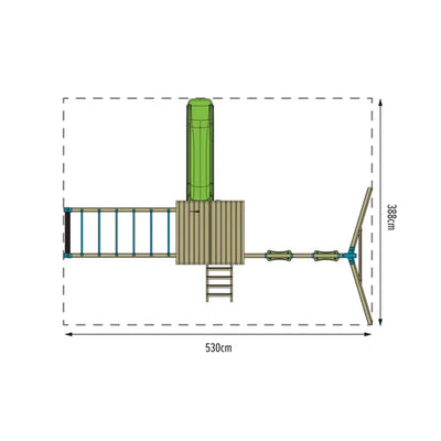 TP Toys Skywood Wooden Tower Climbing Frame with Ripple Slide, Monkey Bars & Double Swing Arm - pre-order by June 14th for delivery end of June
