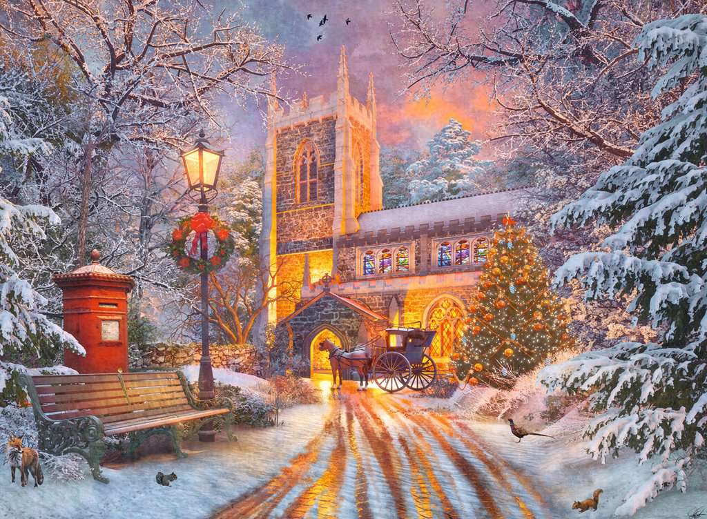 Angeicl Visitation in a Winter Wonderland Jigsaw Puzzle 500 Pcs - online Prophetic Art