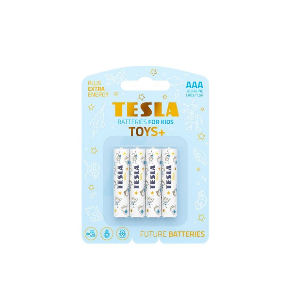 Tesla Batteries For Kids AAA (LR03/1.5V) Blue 4 Pack