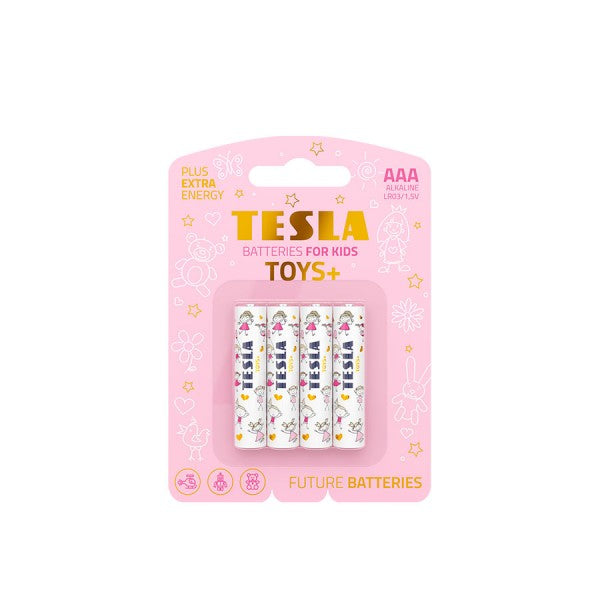Tesla Batteries For Kids AAA (LR03/1.5V) Pink 4 Pack