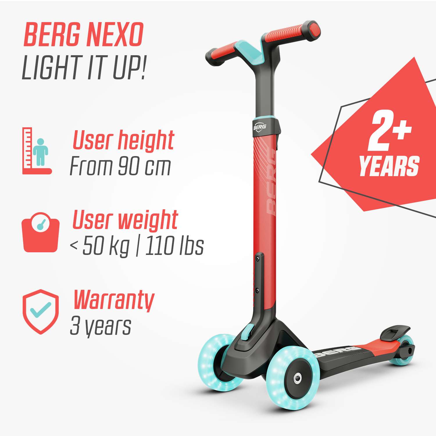 BERG Nexo Foldable Lights LED-deck Red
