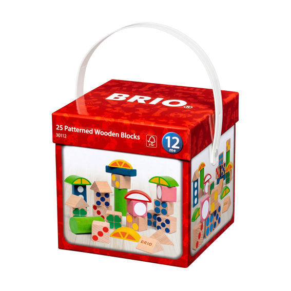 Brio 25 Patterned Wooden Blocks Nimble Fingers