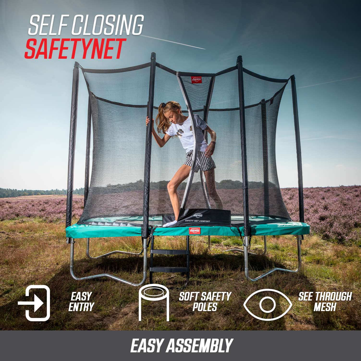 BERG FAVORIT 6.5FT INGROUND TRAMPOLINE + SAFETY NET COMFORT