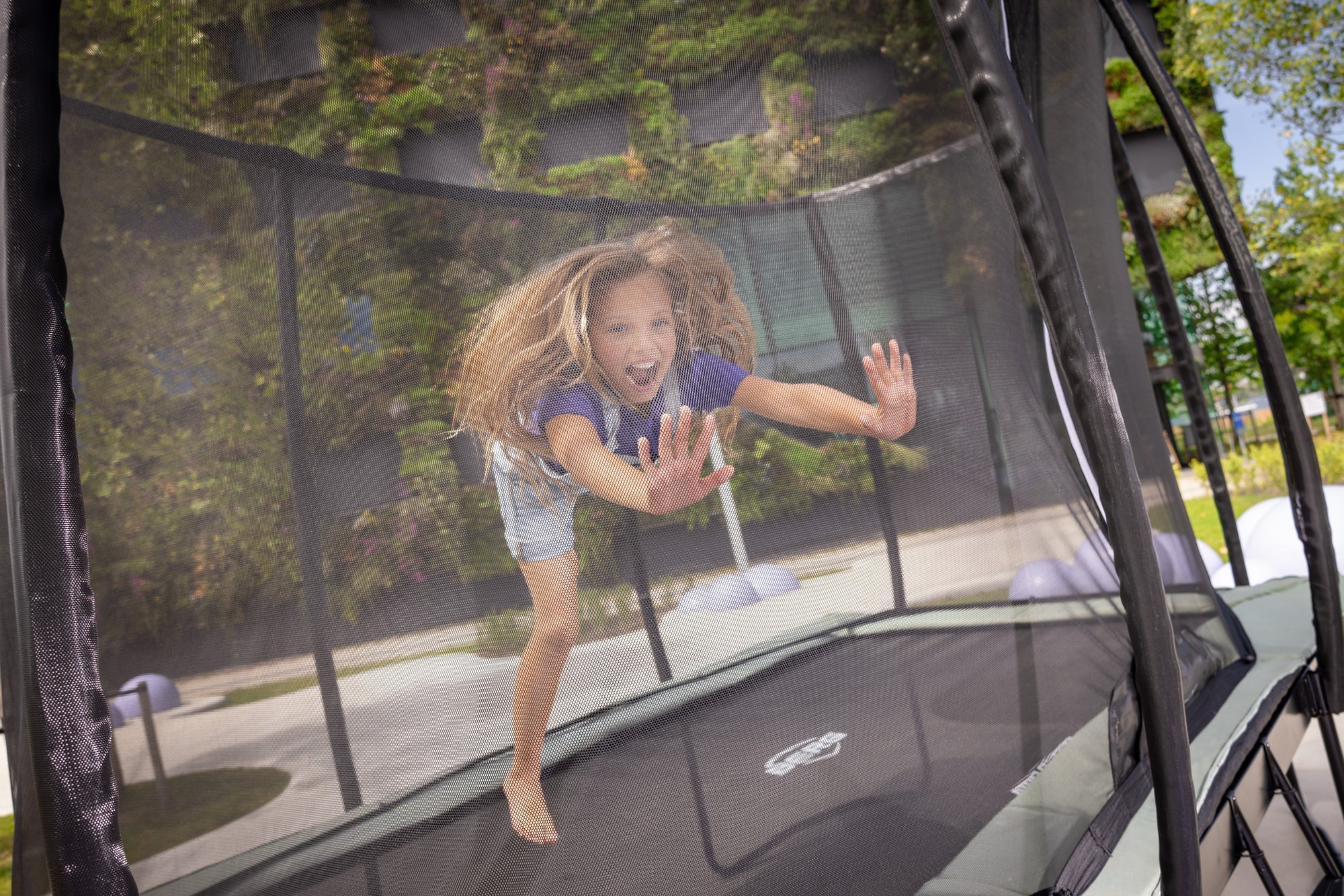 BERG Ultim Champion ECO Regular 13.5 x 8ft Trampoline + SAFETY NET DLX XL + LADDER