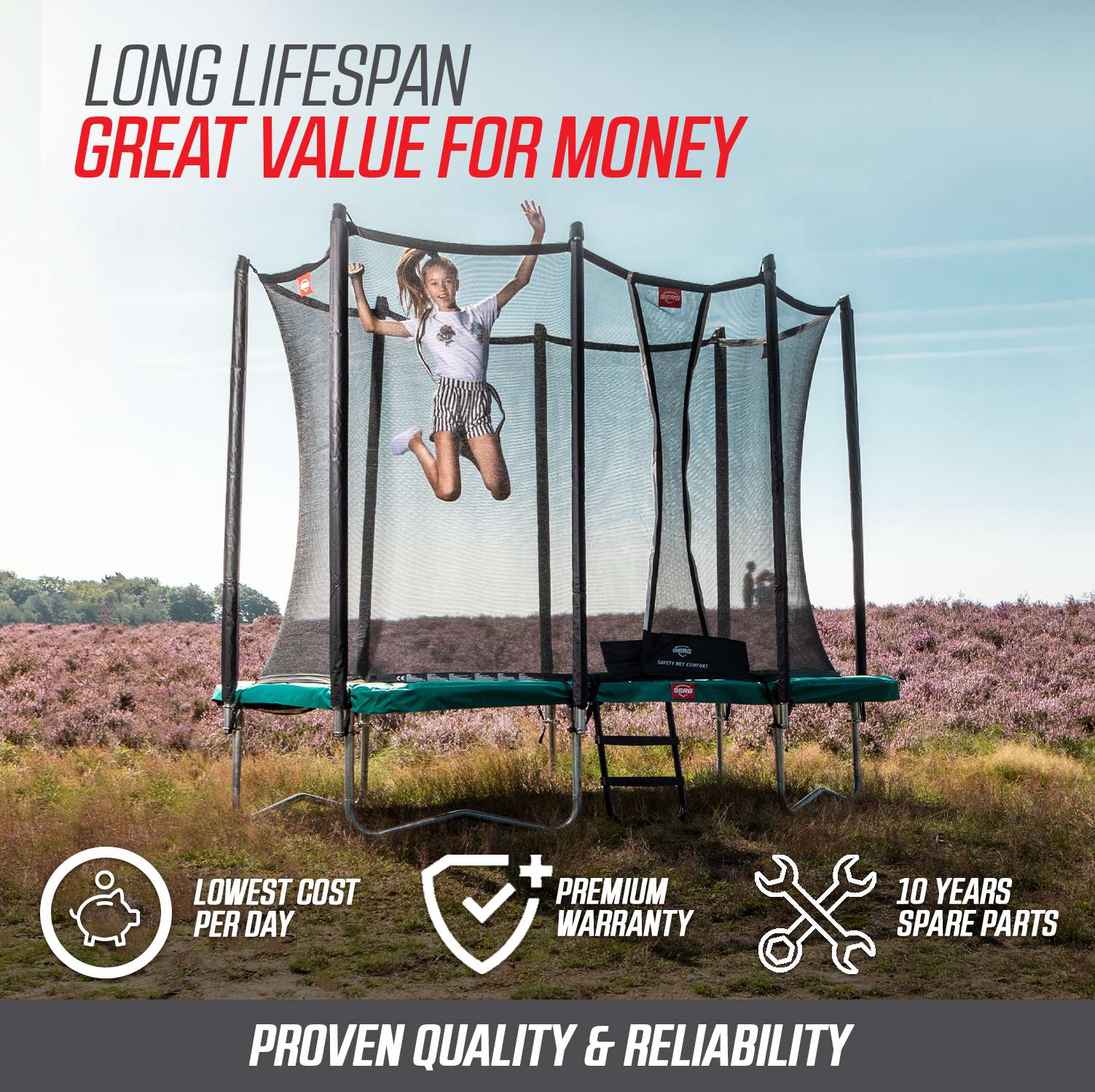 BERG FAVORIT 6.5FT TRAMPOLINE + SAFETY NET COMFORT