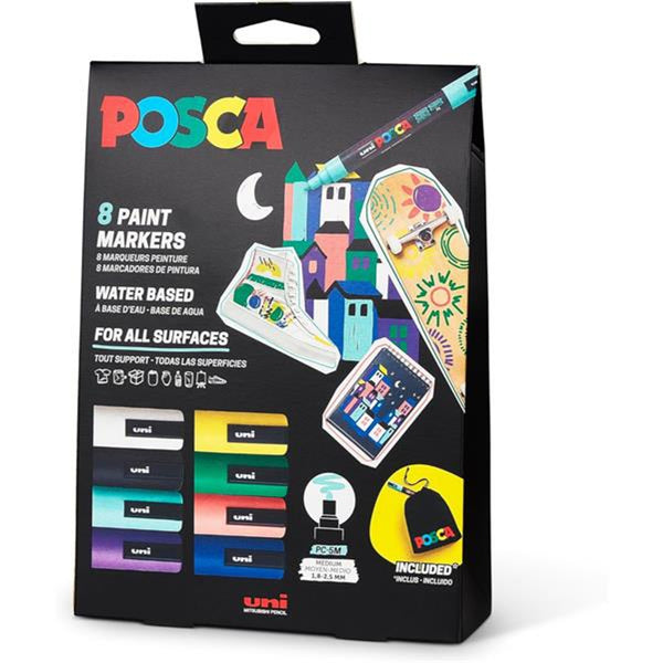POSCA PC-5M set of 8 with Free Bag - Nimble Fingers