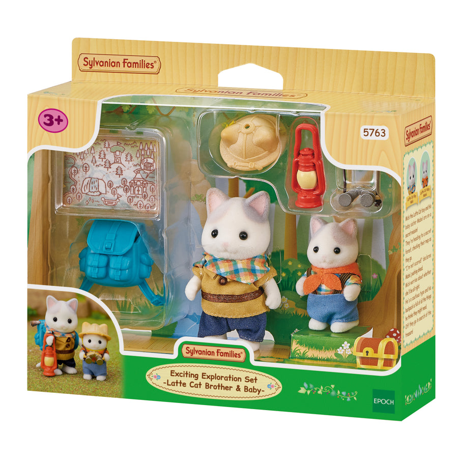 Sylvanian Families Exciting Exploration Set - Latte cat brother & baby