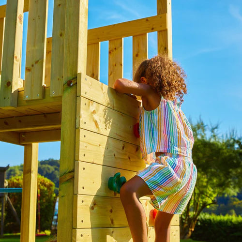TP Toys Skywood Wooden Tower Climbing Frame with Super Wavy Slide, Sky Deck, Monkey Bars, Skyline with Rapide Swing Seat, Skybridge & Mini play tower (COLLECTION OR DUBLIN DELIVERY ONLY. DELIVERY USUALLY WITHIN 2-4 WEEKS)