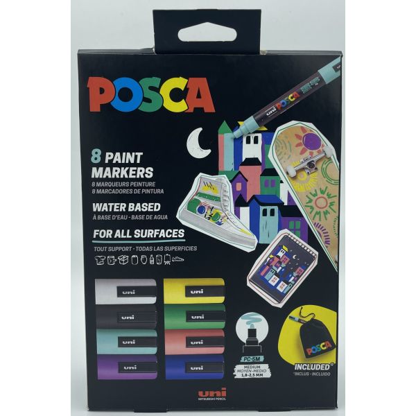 POSCA PC-5M set of 8 with Free Bag