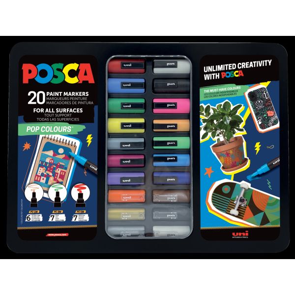 Posca POP Colours tin of 20 Paint Markers