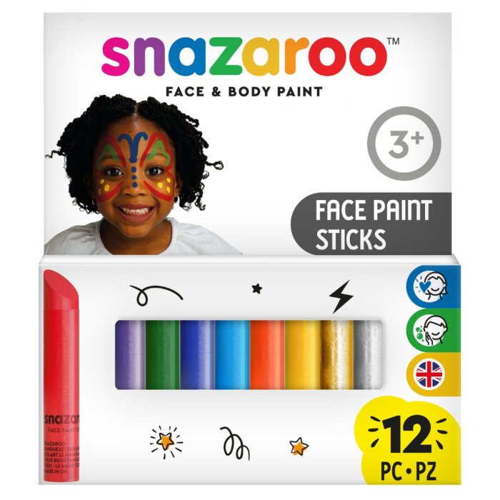 Snazaroo Rainbow 12 Face Paint Sticks