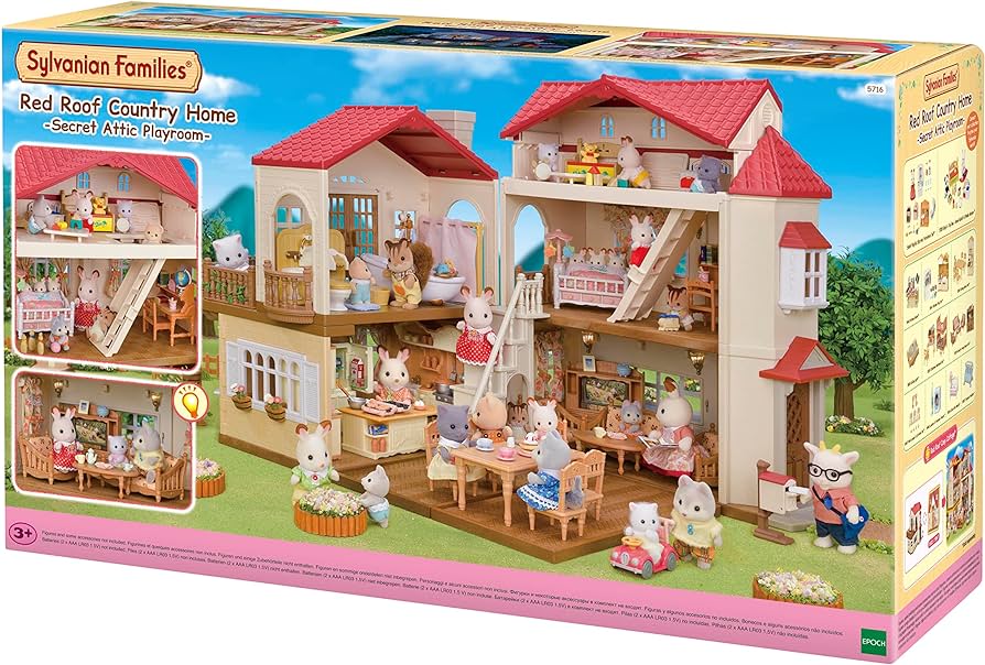 Sylvanian Families Red Roof Country Home With Secret Attic Playroom
