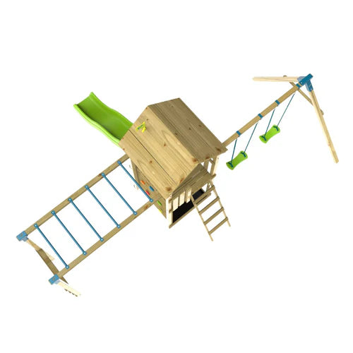 TP Toys Skywood Wooden Tower Climbing Frame with Ripple Slide, Monkey Bars & Double Swing Arm - pre-order by June 14th for delivery end of June