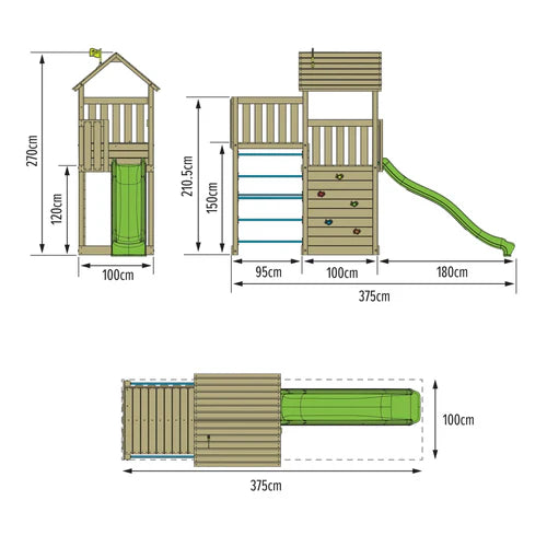 TP Toys Skywood Wooden Tower Climbing Frame with Ripple Slide & Sky Deck (DELIVERY USUALLY WITHIN 2-4 WEEKS)