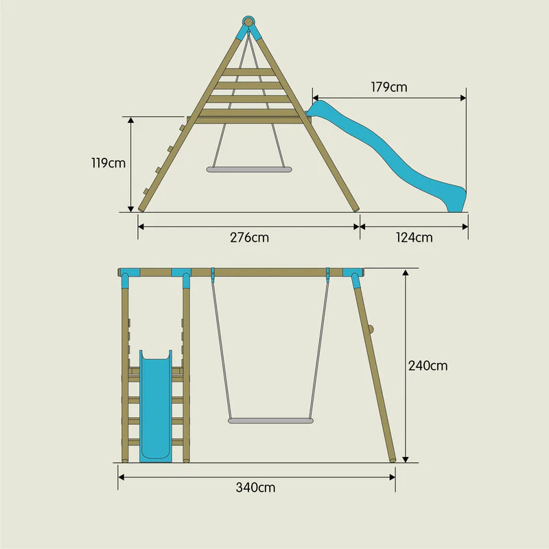 TP Toys Brecon Wooden Swing Set & Slide (COLLECTION OR DUBLIN DELIVERY ONLY. DELIVERY USUALLY WITHIN 2-4 WEEKS)