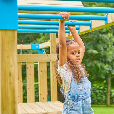 TP Toys Skywood Wooden Tower Climbing Frame with Ripple Slide, Monkey Bars & Double Swing Arm - pre-order by June 14th for delivery end of June
