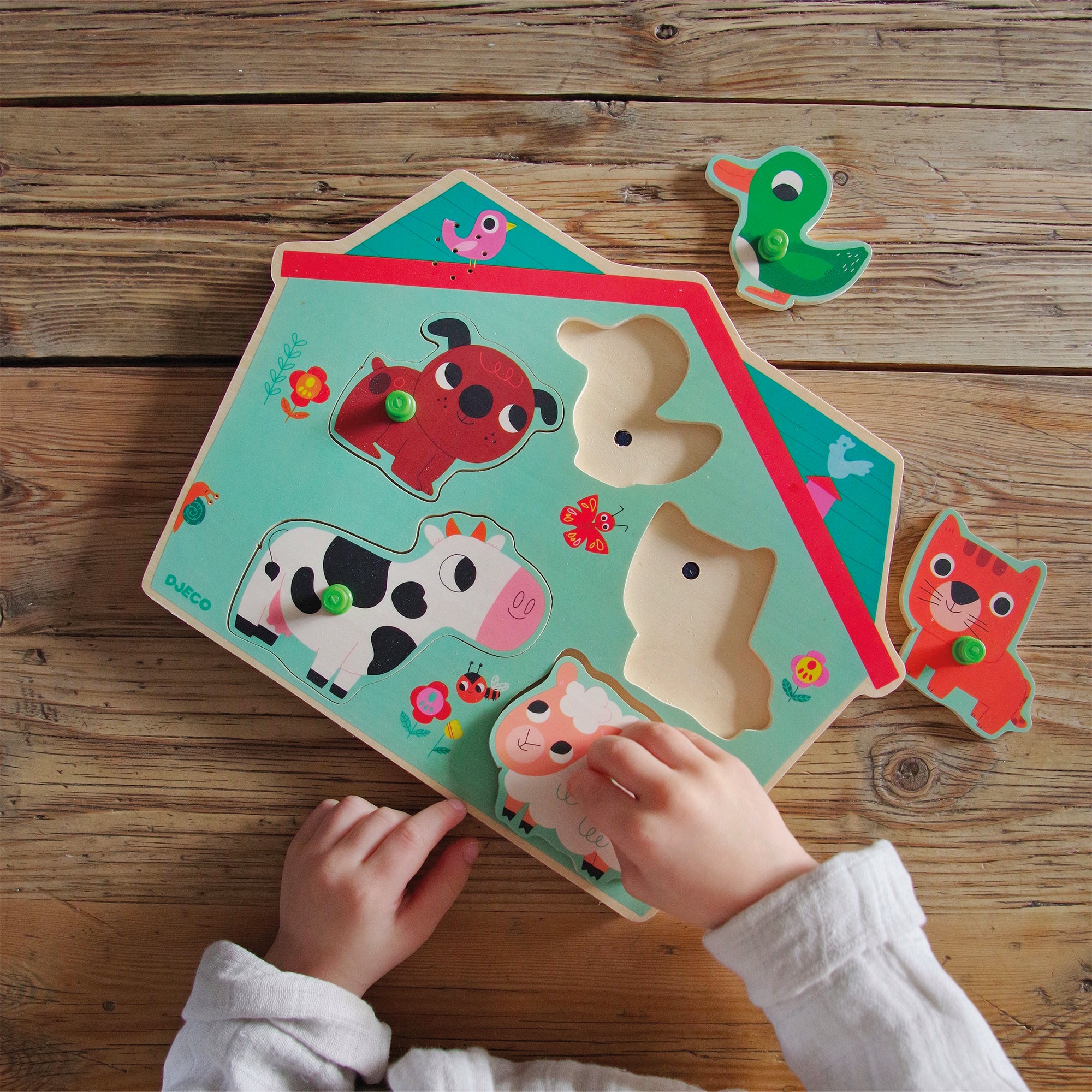 Djeco Wooden Puzzle Ouaf Woof With Animals Sounds