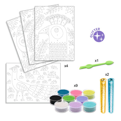 Djeco Sand and Glitter Art: Dazzling birds (6-10yrs)