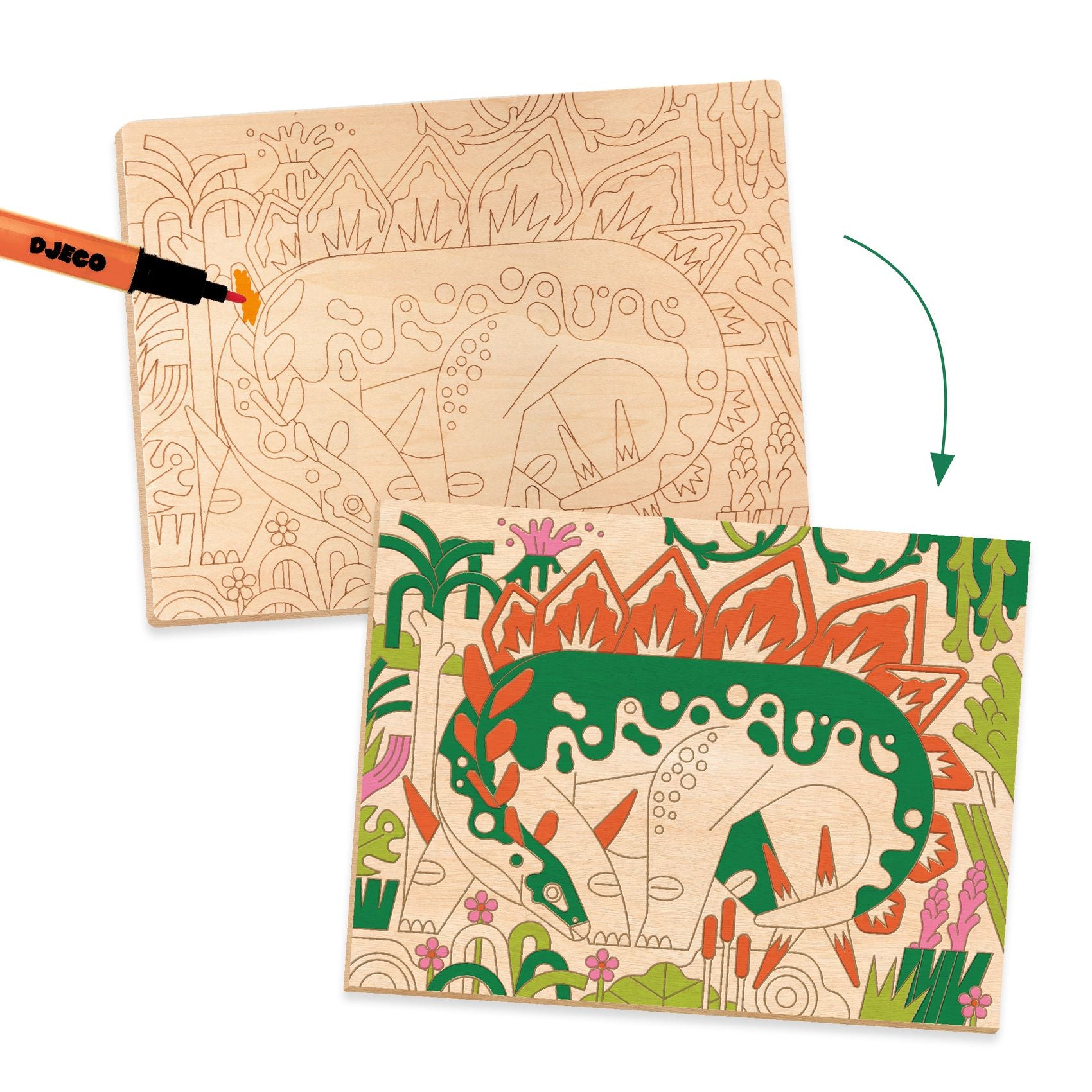 Djeco Colouring On Wood: Dino world (6-10yrs)