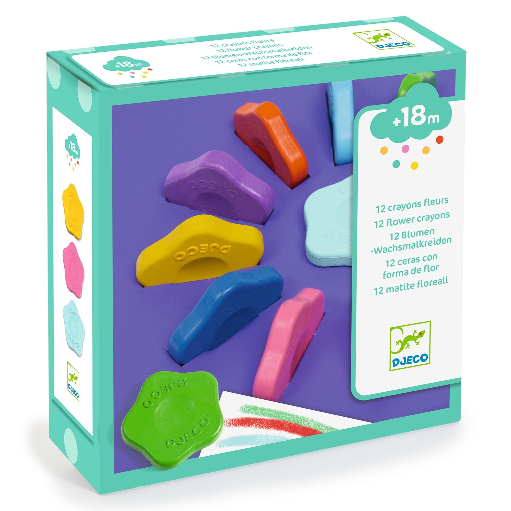 Djeco 12 Flower Crayons For Toddlers (18moths+)