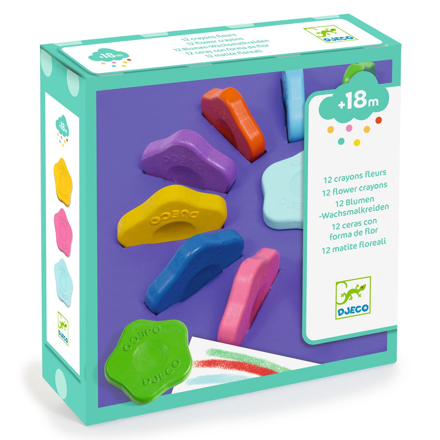 Djeco 12 Flower Crayons For Toddlers (18moths+)