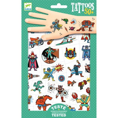 Djeco Tattoos: heroes vs. villains