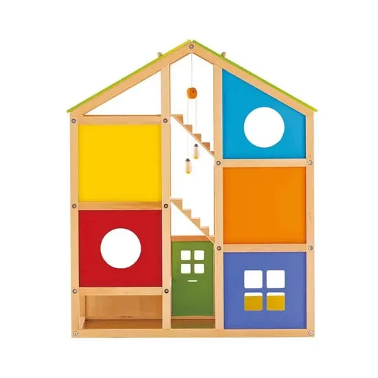 Hape All Seasons Wooden Dollhouse | 3-Story Furnished Kids Playset