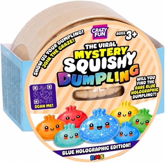 RMS Crazy Fun Mystery Squishy Dumpling Blue Holographic Edition X 3