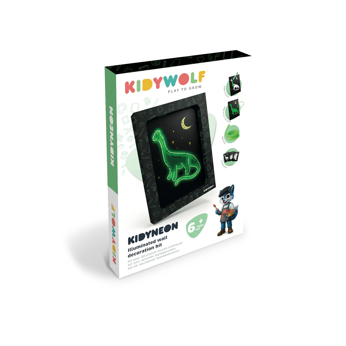 KIDYNEON ILLUMINATED WALL DECORATION: DINO
