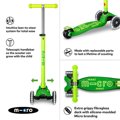 Maxi Micro LED Deluxe Scooter (Neon Green)