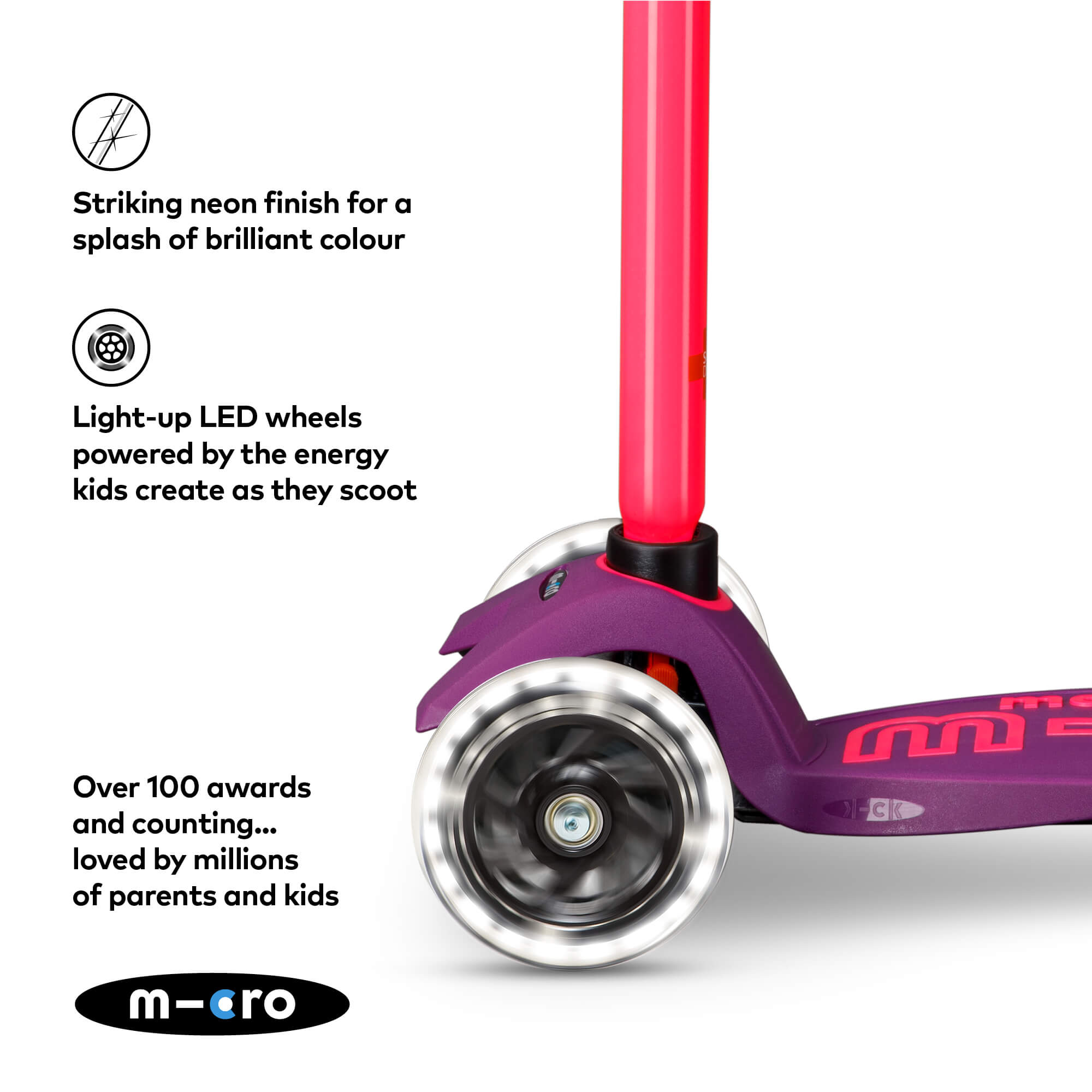 Maxi Micro LED Deluxe Scooter (Neon Pink)