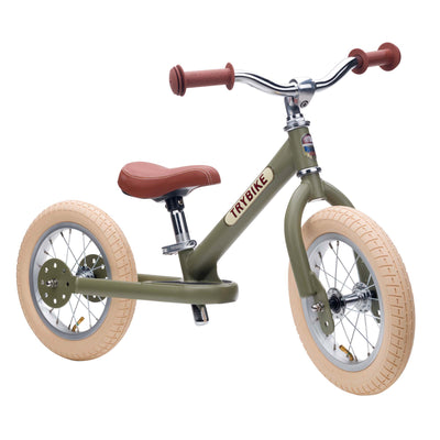 TRYBIKE 2-IN-1 STEEL TRIKE & BALANCE BIKE (Matt Vintage Green)