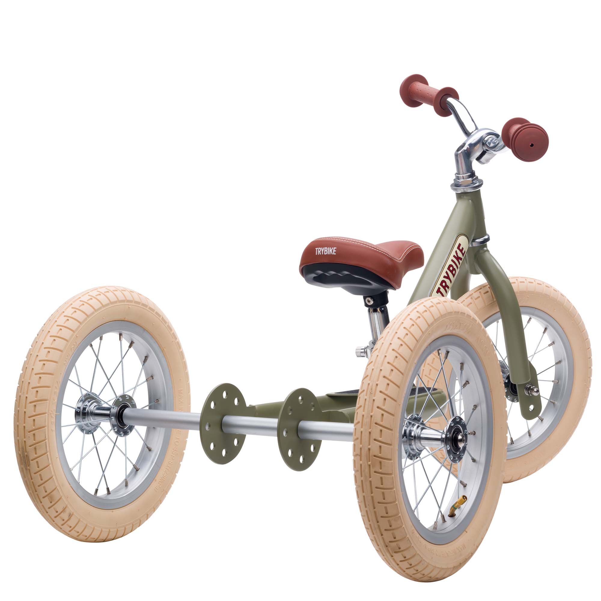TRYBIKE 2-IN-1 STEEL TRIKE & BALANCE BIKE (Matt Vintage Green)