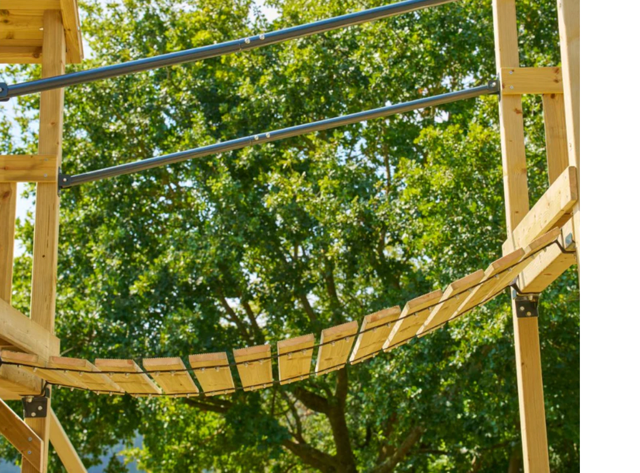 TP Toys Skywood Wooden Tower Climbing Frame with Super Wavy Slide, Sky Deck, Monkey Bars, Skyline with Rapide Swing Seat, Clatter Bridge & Mini play tower (COLLECTION OR DUBLIN DELIVERY ONLY) - pre-order by July 12th for delivery late July