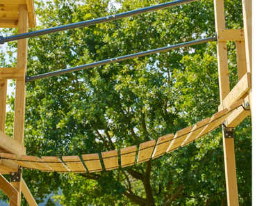 TP Toys Skywood Wooden Tower Climbing Frame with Super Wavy Slide, Sky Deck, Monkey Bars, Skyline with Rapide Swing Seat, Clatter Bridge & Mini play tower (COLLECTION OR DUBLIN DELIVERY ONLY) - pre-order by July 12th for delivery late July