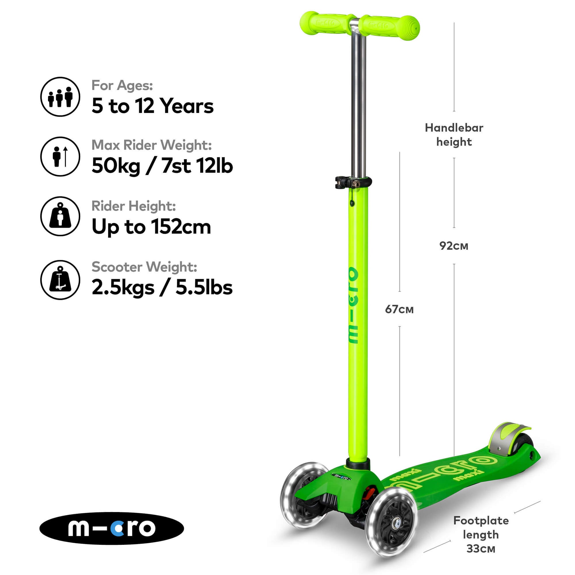 Maxi Micro LED Deluxe Scooter (Neon Green)