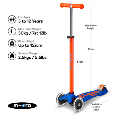 Maxi Micro LED Deluxe Scooter (Neon Orange)