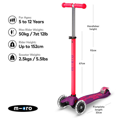 Maxi Micro LED Deluxe Scooter (Neon Pink)