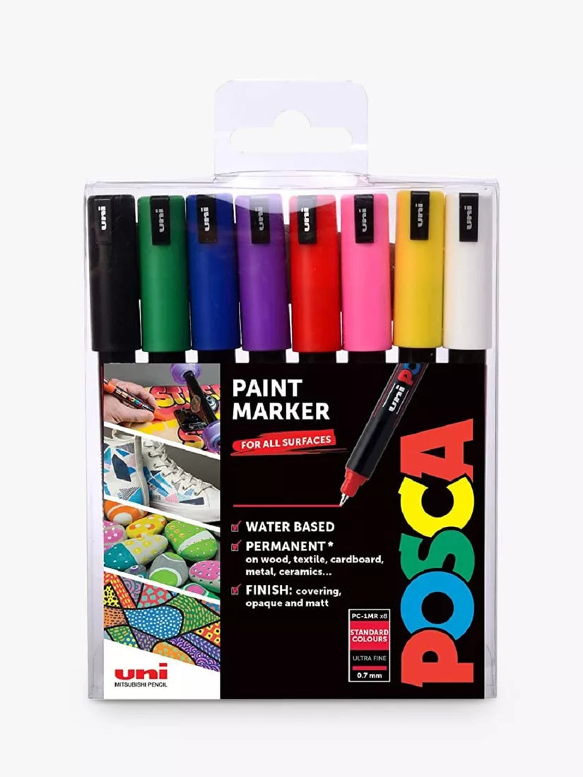 POSCA PC-1M Extra Fine Paint Marker: Standard Colours (8)
