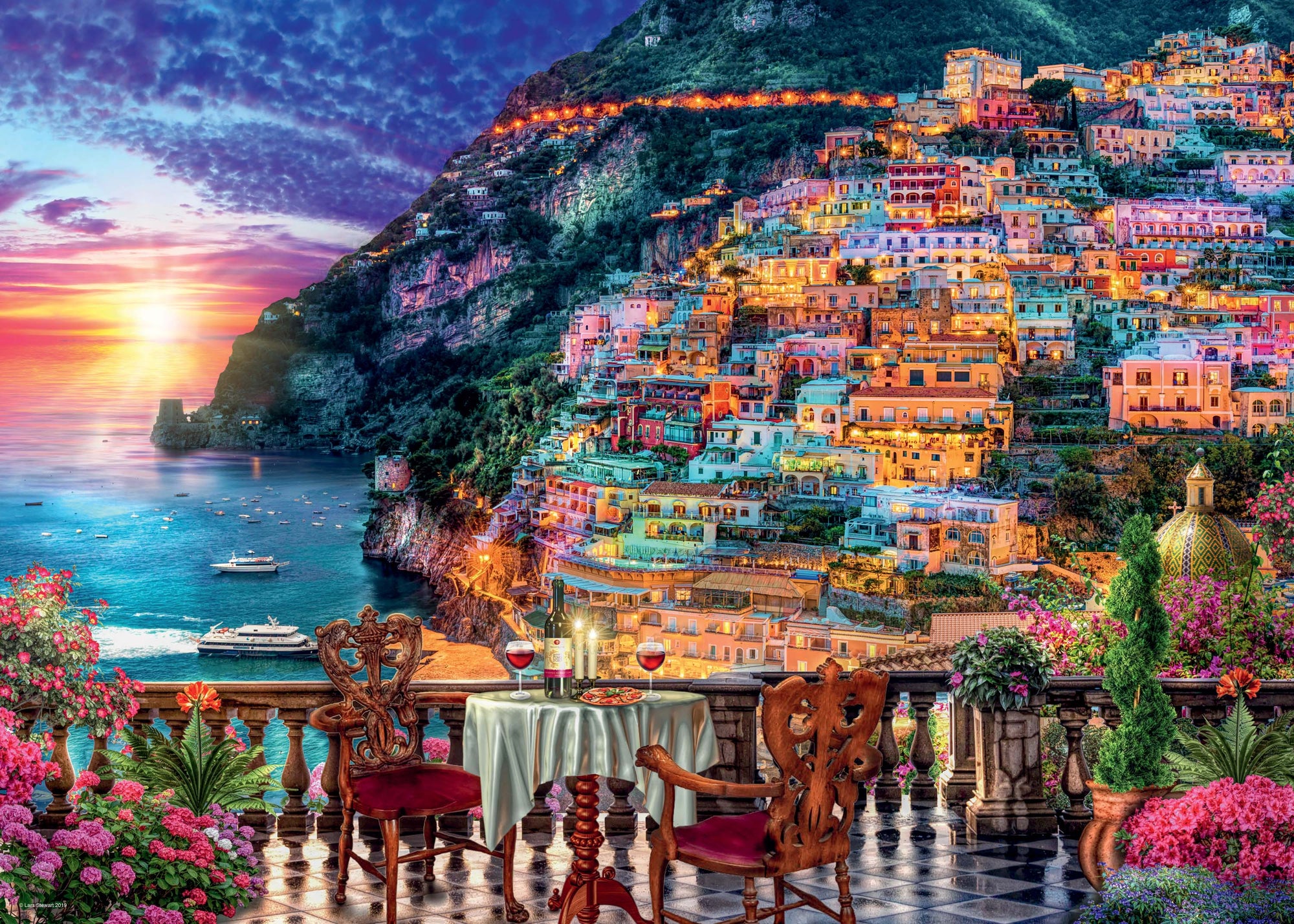 Ravensburger Dinner in Positano, Italy, 1000pc Jigsaw Puzzle