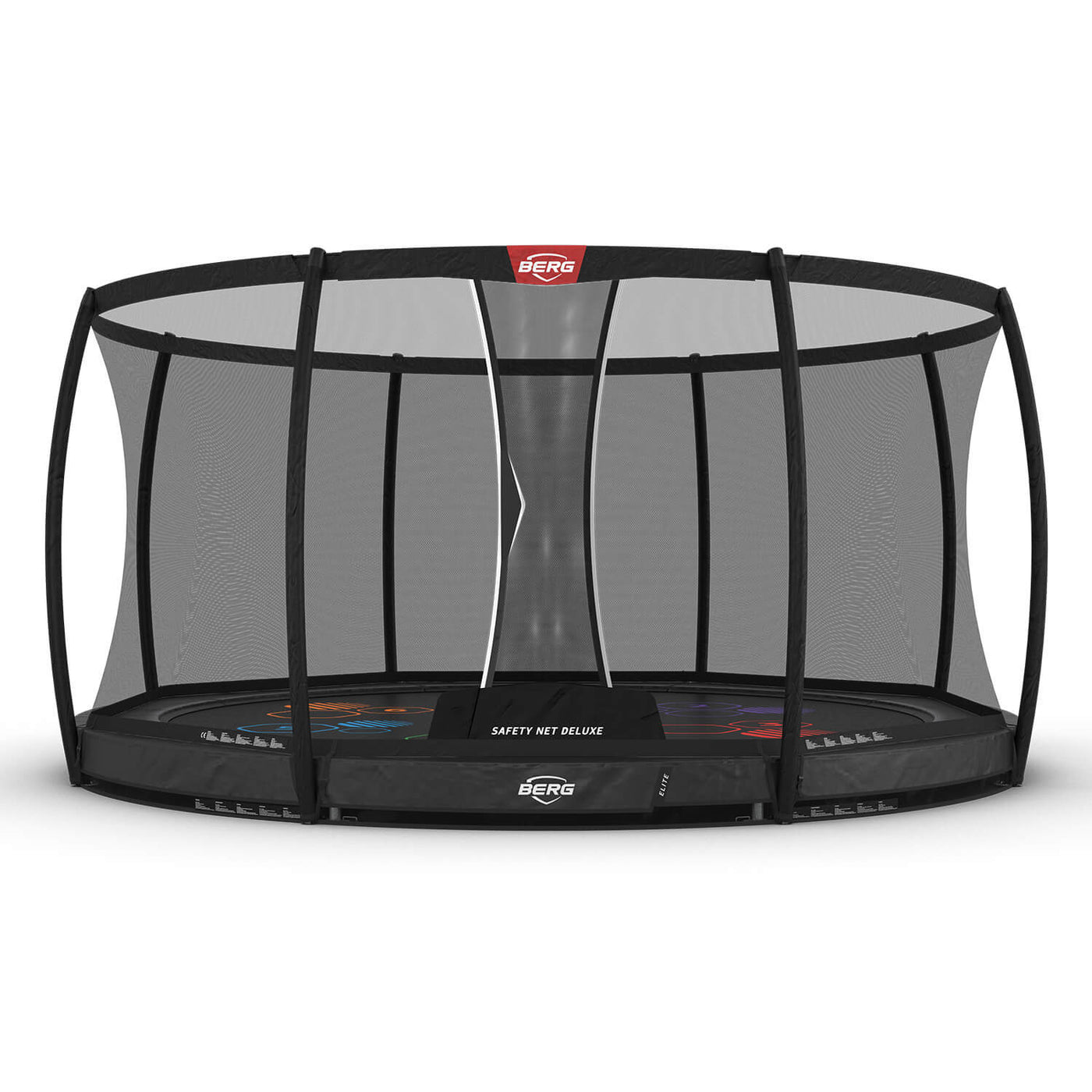 BERG 14FT ELITE INGROUND LEVELS GAME TRAMPOLINE + SAFETY NET DELUXE