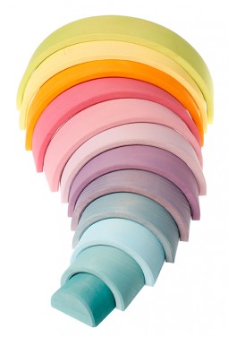 Grimm's 12 Piece Pastel Rainbow Tunnel