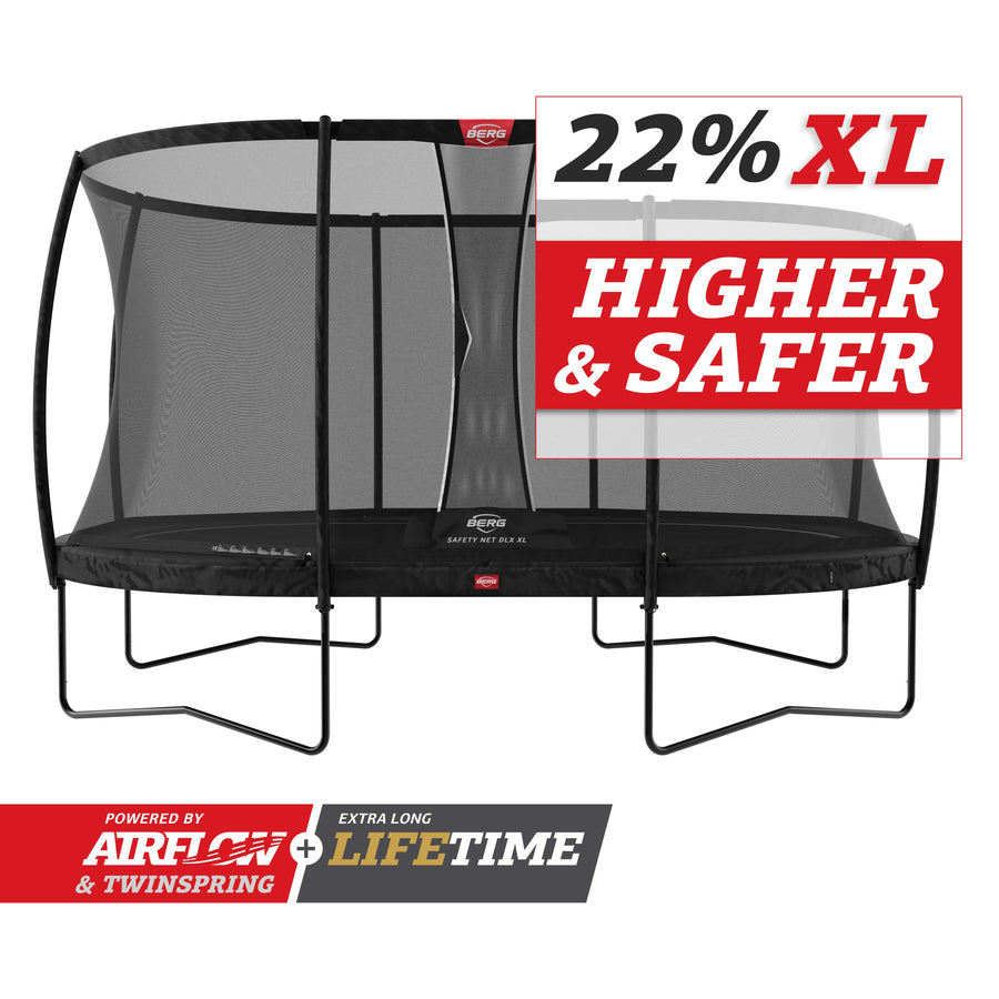 BERG Grand Champion 17 x 11ft Trampoline + SAFETY NET DLX XL