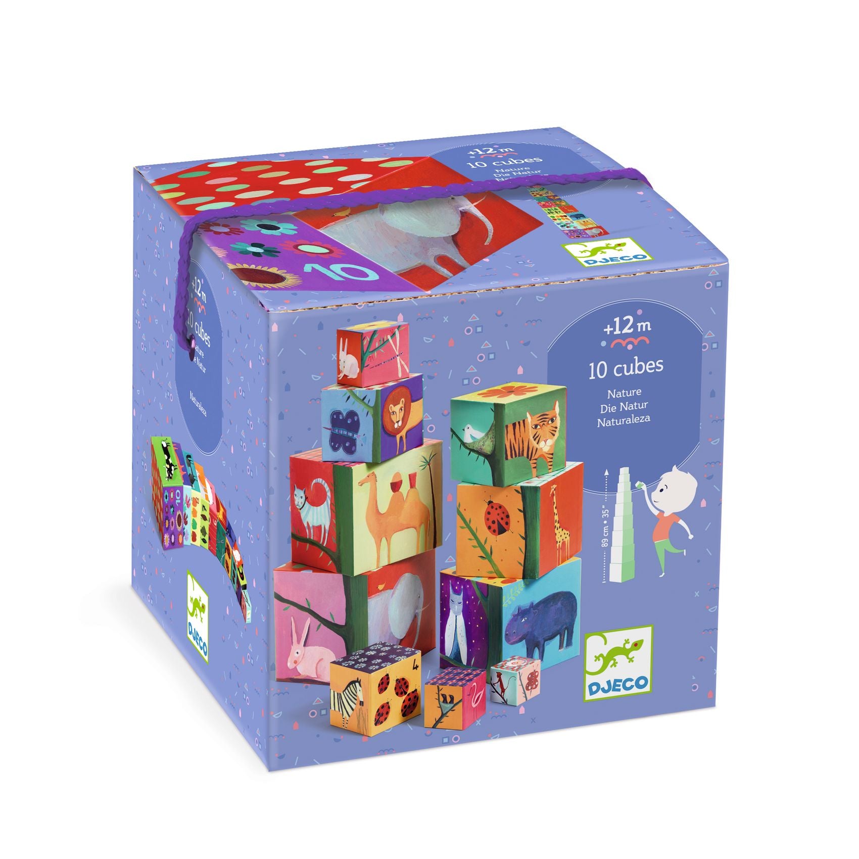 Djeco 10 Stackable Cube Blocks: Nature